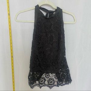 Black Lace Halter Top